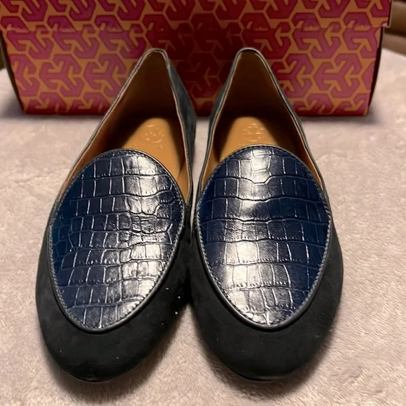 Tory Burch Shoes Tory Burch Suedenappa Leather Navy Blue